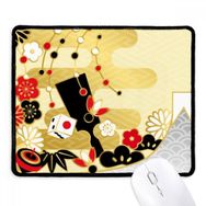 Dıythinker Siyah Golden Sakura Geometri Çiçek Desenli Kaymaz Fare Altlığı