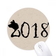 Dıythinker Siyah Happy New Year Big Dog 2018 Baskılı Yuvarlak Kaymaz Kauçuk Mouse Pad