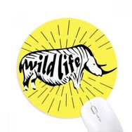 Dıythinker Siyah Hayvan Gergedan Silüeti Doğal Baskılı Yuvarlak Kaymaz Kauçuk Mouse Pad