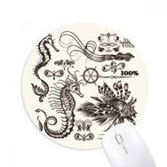 Dıythinker Siyah Hippocampus Deniz Hayatı İllüstrasyon Baskılı Yuvarlak Kaymaz Kauçuk Mouse Pad