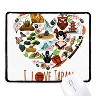 Dıythinker Siyah I Love Japan Sushi İllüstrasyon Kaymaz Fare Altlığı