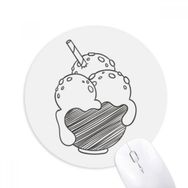 Dıythinker Siyah Kase Bisküvi Dondurma Topu Baskılı Yuvarlak Kaymaz Kauçuk Mouse Pad