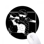Dıythinker Siyah Kayak Kış Spor İllüstrasyon Baskılı Yuvarlak Kaymaz Kauçuk Mouse Pad
