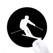 Dıythinker Siyah Kayak Kış Spor Silueti Baskılı Yuvarlak Kaymaz Kauçuk Mouse Pad