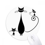 Dıythinker Siyah Kedi Ailesi Cadılar Bayramı Hayvan Silüeti Baskılı Yuvarlak Kaymaz Kauçuk Mouse Pad