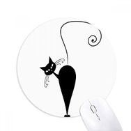Dıythinker Siyah Kedi Cadılar Bayramı Hayvan Sanat Silüeti Baskılı Yuvarlak Kaymaz Kauçuk Mouse Pad