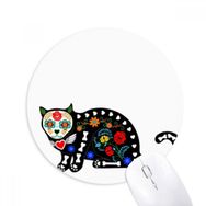 Dıythinker Siyah Kedi Çiçek Kemik Cadılar Bayramı Korku Baskılı Yuvarlak Kaymaz Kauçuk Mouse Pad
