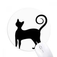Dıythinker Siyah Kedi Miyav Zarif Hayvan Silüeti Baskılı Yuvarlak Kaymaz Kauçuk Mouse Pad