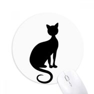 Dıythinker Siyah Kedi Zarif Figür Hayvan Sanat Silüeti Baskılı Yuvarlak Kaymaz Kauçuk Mouse Pad