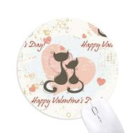 Dıythinker Siyah Kediler Mutlu Sevgililer Günü Baskılı Yuvarlak Kaymaz Kauçuk Mouse Pad