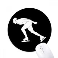 Dıythinker Siyah Kış Pateni Spor Silueti Baskılı Yuvarlak Kaymaz Kauçuk Mouse Pad