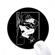 Dıythinker Siyah Kış Spor Kayak İllüstrasyonu Baskılı Yuvarlak Kaymaz Kauçuk Mouse Pad
