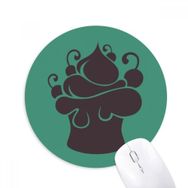 Dıythinker Siyah Meyve Dondurma Silüeti Baskılı Yuvarlak Kaymaz Kauçuk Mouse Pad
