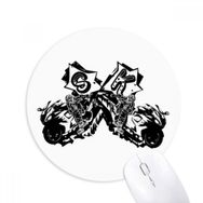 Dıythinker Siyah Motosiklet Sürücüsü Motosiklet Desenli Baskılı Yuvarlak Kaymaz Kauçuk Mouse Pad