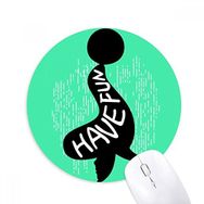 Dıythinker Siyah Mühür Hayvan Silüeti Doğal Baskılı Yuvarlak Kaymaz Kauçuk Mouse Pad