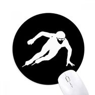 Dıythinker Siyah Paten Kış Spor Silueti Baskılı Yuvarlak Kaymaz Kauçuk Mouse Pad