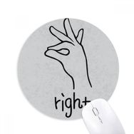 Dıythinker Siyah Sağ Kişiselleştirilmiş Jest Deseni Baskılı Yuvarlak Kaymaz Kauçuk Mouse Pad