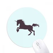 Dıythinker Siyah Silüet Atlama Duruşu Tek Boynuzlu At Baskılı Yuvarlak Kaymaz Kauçuk Mouse Pad