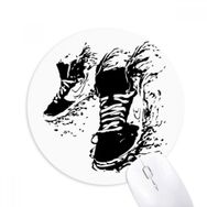 Dıythinker Siyah Spor Ayakkabı Desen İllüstrasyon Baskılı Yuvarlak Kaymaz Kauçuk Mouse Pad