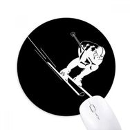 Dıythinker Siyah Spor Kayak Desen İllüstrasyon Baskılı Yuvarlak Kaymaz Kauçuk Mouse Pad