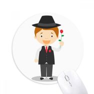 Dıythinker Siyah Takım Arjantin Çizgi Film Baskılı Yuvarlak Kaymaz Kauçuk Mouse Pad