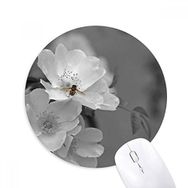 Dıythinker Siyah ve Beyaz Güzel Çiçekler Baskılı Yuvarlak Kaymaz Kauçuk Mouse Pad
