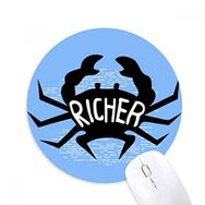 Dıythinker Siyah Yengeç Hayvan Silüeti Doğal Baskılı Yuvarlak Kaymaz Kauçuk Mouse Pad