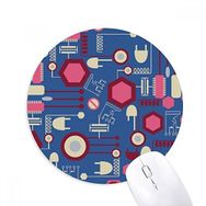 Dıythinker Soket Fişi Devre Diyagram Desenli Baskılı Yuvarlak Kaymaz Kauçuk Mouse Pad