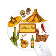 Dıythinker Sombrero Meksika Piramit Çöl Kaktüs Meksika Baskılı Yuvarlak Kaymaz Kauçuk Mouse Pad