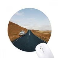 Dıythinker Sonbahar Araba Ülke Yol Seyahat Gökyüzü Çimi Baskılı Yuvarlak Kaymaz Kauçuk Mouse Pad
