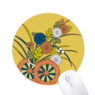 Dıythinker Sonbahar Japon Kültürü Çiçek Baskılı Yuvarlak Kaymaz Kauçuk Mouse Pad