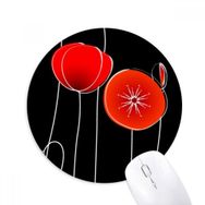 Dıythinker Soyut Kırmızı Daire Çiçekler Çizgi Sanatı Mısır Gelincik Baskılı Yuvarlak Kaymaz Kauçuk Mouse Pad