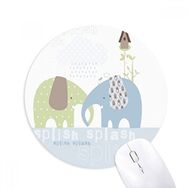 Dıythinker Splash Fil Mavi Yeşil Yağmur Baskılı Yuvarlak Kaymaz Kauçuk Mouse Pad