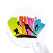 Dıythinker Spor Kayak Kayak Grafiti İllüstrasyon Baskılı Yuvarlak Kaymaz Kauçuk Mouse Pad