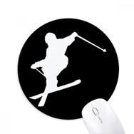 Dıythinker Spor Kayak Tahtası Siyah Kayak Silüeti Baskılı Yuvarlak Kaymaz Kauçuk Mouse Pad