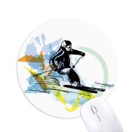 Dıythinker Spor Kış Sporcuları Serbest Stil Kayak Suluboya Baskılı Yuvarlak Kaymaz Kauçuk Mouse Pad