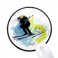 Dıythinker Spor Sporcular Kayak Sporları Suluboya Kroki Yuvarlak Kaymaz Mouse Pad