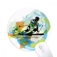 Dıythinker Sporcular Kayak Sporları Serbest Stil Suluboya Baskılı Yuvarlak Kaymaz Kauçuk Mouse Pad