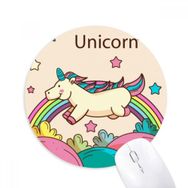 Dıythinker Stars Rainbow Happy Running Unicorn Baskılı Yuvarlak Kaymaz Kauçuk Mouse Pad