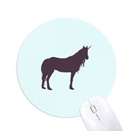 Dıythinker Statik Duruş Siyah Siluet Tek Boynuzlu At Baskılı Yuvarlak Kaymaz Kauçuk Mouse Pad