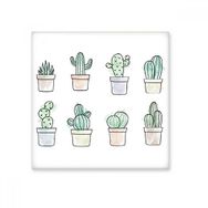 Dıythinker Succulents Desen Kaktüs Saksı Bitki İllüstrasyonu Seramik 10x10 cm Seramik Karo