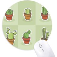 Dıythinker Succulents Kaktüs Saksısı Bitki İllüstrasyon Desen Yuvarlak Kaymaz Kauçuk Mouse Pad
