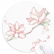 Dıythinker Suluboya Şeftali Ağacı Yapraklar Çiçek Yuvarlak Kaymaz Kauçuk Mouse Pad