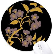 Dıythinker Tablo Japon Kültürü Siyah Çiçek Yuvarlak Kaymaz Kauçuk Mouse Pad