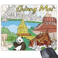 Dıythinker Tayland Krallığı Geleneksel Tayland Gümrük Kültürü Chiang Mai Panda Tapınağı Sanat İllüstrasyonu Dikdörtgen Kaymaz Kauçuk Mouse Pad