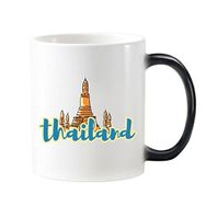 Dıythinker Tayland Krallığı Geleneksel Tayland Gümrük Kültürü Wat Haw Pha Kaew Sanat İllüstrasyon Değiştiren Isıya Duyarlı Renk Kupa