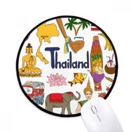 Dıythinker Tayland Manzara Hayvanlar Ulusal Bayrak Yuvarlak Kaymaz Mouse Pad