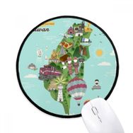 Dıythinker Tayvan Harita Manzara Çin Seyahat Yuvarlak Kaymaz Mouse Pad