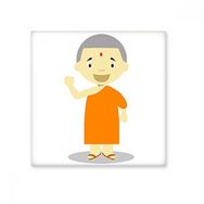 Dıythinker Turuncu Elbise Keşiş Nepal Karikatür Seramik 10x10 cm Seramik Karo