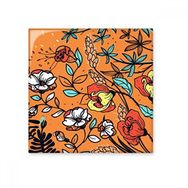 Dıythinker Turuncu Modern Sanat Zambak Kamelya Çiçekleri Bitkiler Çizim Seramik Dekorasyon 10x10 cm Seramik Karo